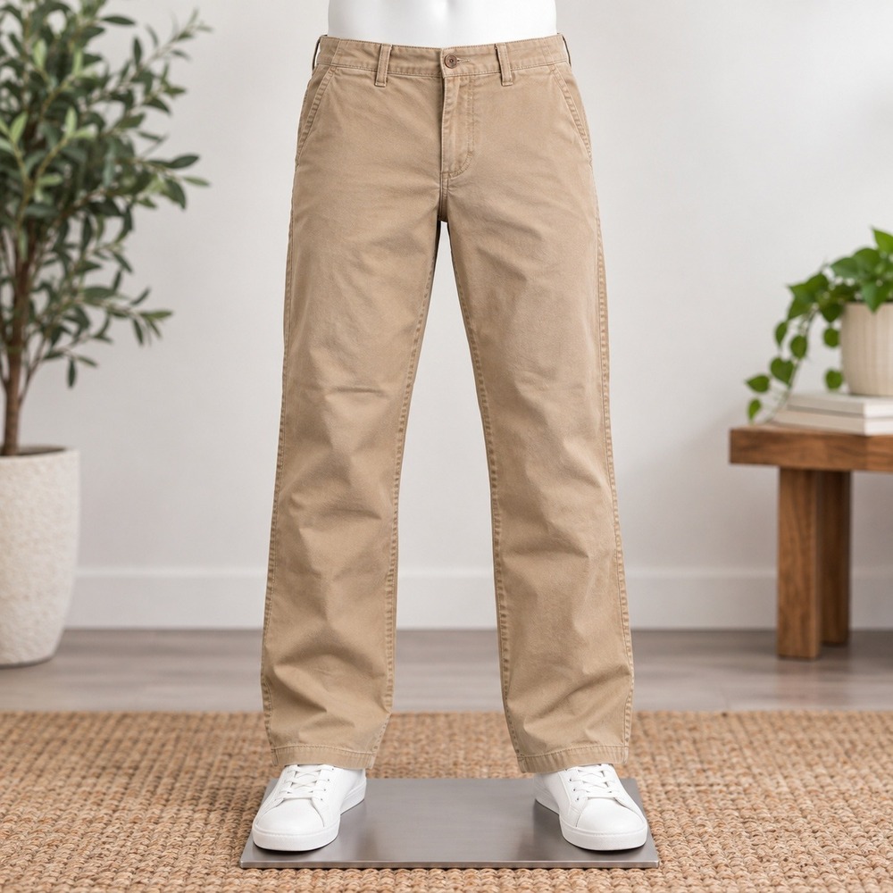 Gap Relaxed Fit Chino Pants Mens 42x32 Khaki Tan Twill Casual 3022